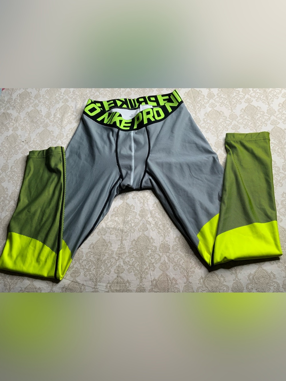 Nike Pro Men’s Dri-FIT Leggings XL Yellow Black - Picture 5 of 10